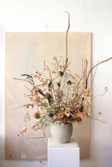 LUXURY DRIED FLOWER ARRANGEMENT - NATURAL WILD WITH BEIGE VASE