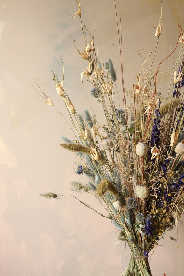 DUSTY BLUES HUES ~ DRIED FLOWER BOUQUET - Design by Nature Flowers - Dried Flowers
