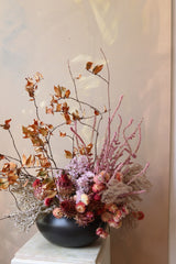 MODERN DRIED FLOWER ARRANGEMENT WITH Blush and Purple DRIED FLOWERS