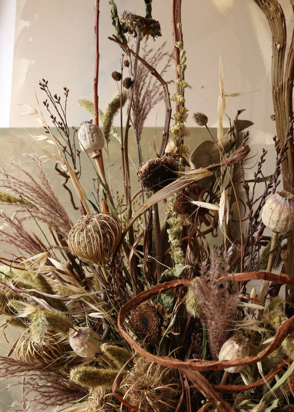 Dried Flower Arrangement - Natural brown and green flowers - Design by Nature Flowers - Dried Flowers