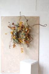 GOLDEN DRIED FLOWER WREATH ~ HANDMADE - Design by Nature Flowers - 