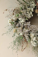 WHITE DRIED FLOWER WREATH ~ HANDMADE - Design by Nature Flowers - 