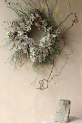 WHITE DRIED FLOWER WREATH ~ HANDMADE - Design by Nature Flowers - 