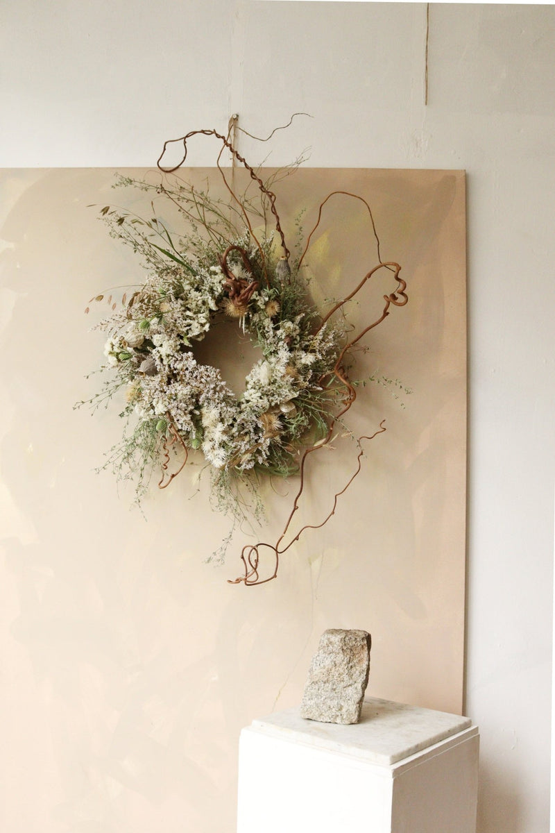 WHITE DRIED FLOWER WREATH ~ HANDMADE - Design by Nature Flowers - 