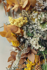GOLDEN DRIED FLOWER WREATH ~ HANDMADE - Design by Nature Flowers - 